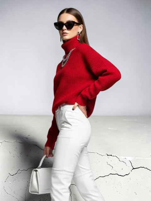 Roter Rollkragen-Oversize-Pullover CHINATOWN: Neue Kollektion COUTURE in NOLITA – BYMANYC ® New York