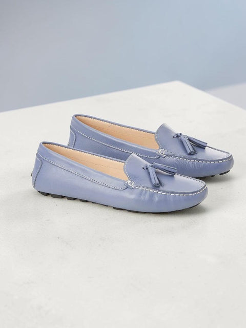 Caviúna Blaue Kalbsleder-Quasten-Loafer