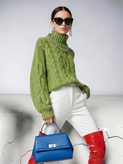 Grüner Cable-Knit-Pullover TRIBECA: Neue Kollektion COUTURE in NOLITA