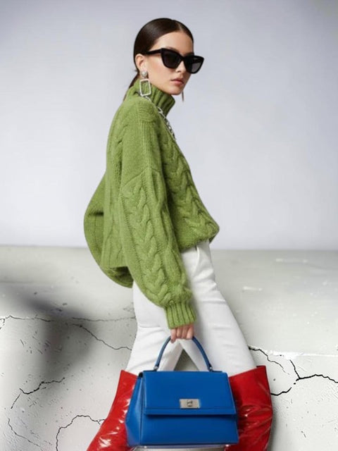Grüner Cable-Knit-Pullover TRIBECA: Neue Kollektion COUTURE in NOLITA
