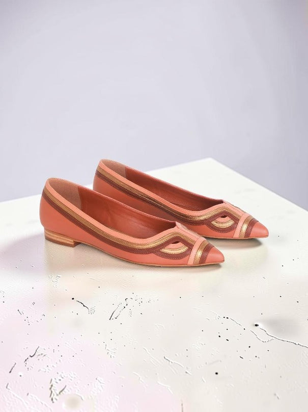 Begonia Karamell Leder-Ballerinas