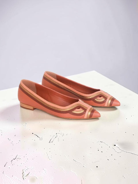 Begonia Karamell Leder-Ballerinas