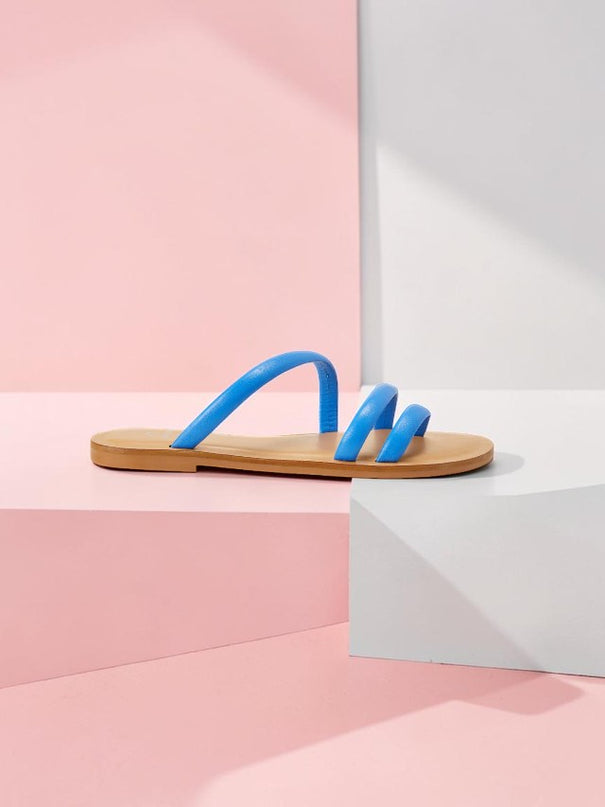 Cacau Kalbsleder-Sandalen Blau – Drei-Riemen-Slide