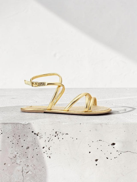 Angico Weisse Leder-Flachsandalen