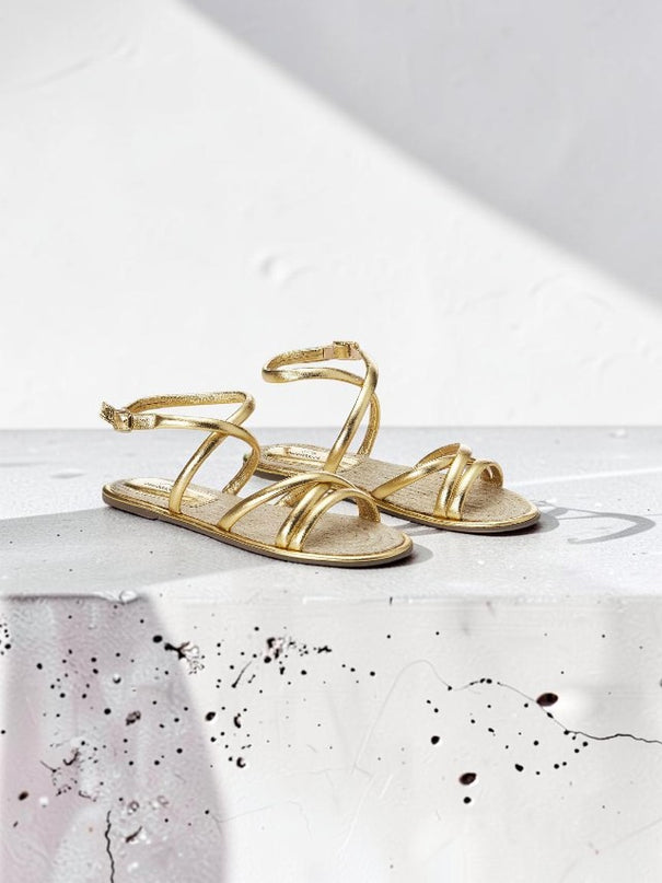 Angico Weisse Leder-Flachsandalen