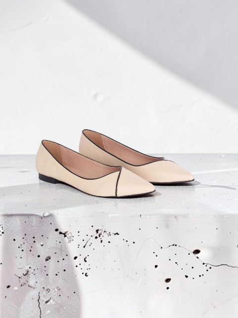 Ariri Beige Leder-Ballerinas