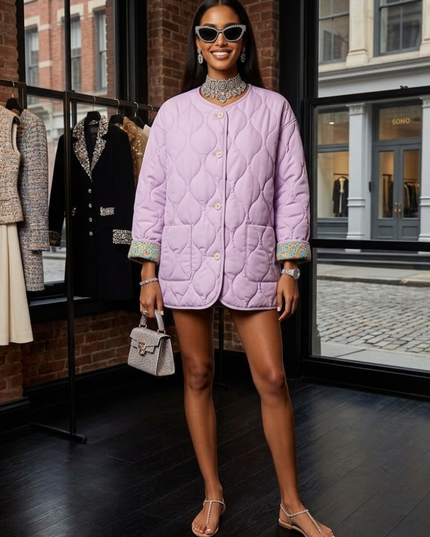 Reversible Quilted Lavender Floral Jacket HUDSON New Collection FASHION BYMANYC ® New York-0