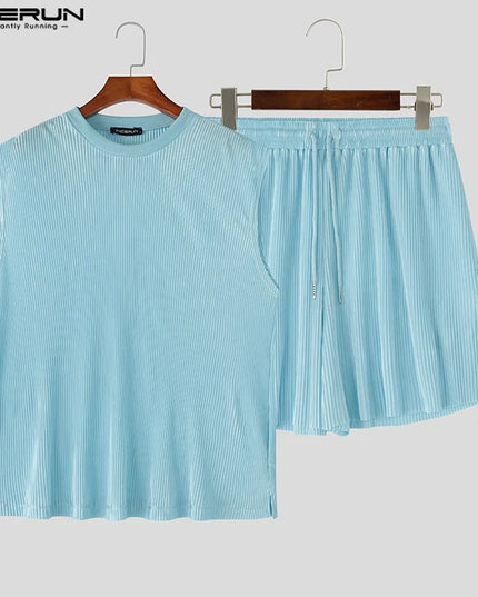 Summer Izzy Pleated Sleeveless Tank men beach shorts set