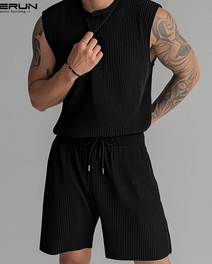 Summer Izzy Pleated Sleeveless Tank men beach shorts set