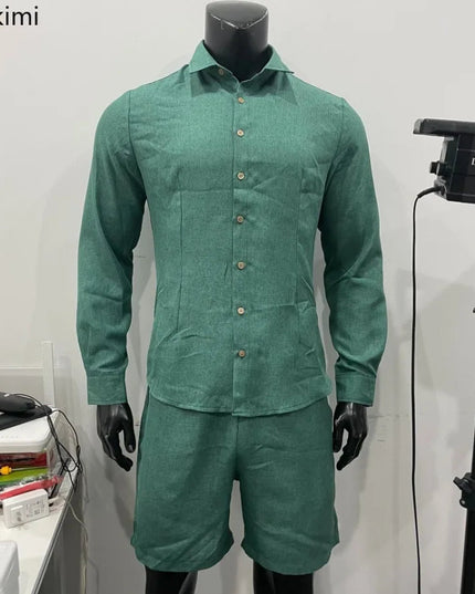 Men's Summer Comfy Cotton Linen Shorts set
