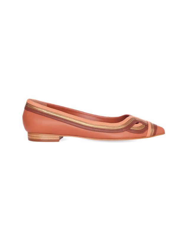 Begonia Karamell Leder-Ballerinas