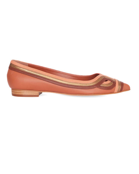 Begonia Karamell Leder-Ballerinas