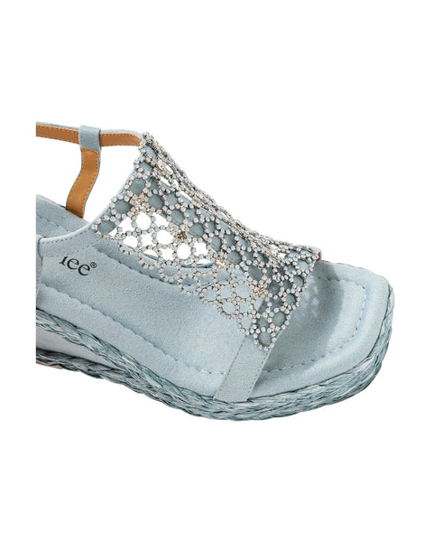SANDALIA CON PLATAFORMA Y CADENA DE CRISTA (AZUL)-2