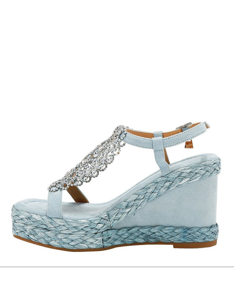 SANDALIA CON PLATAFORMA Y CADENA DE CRISTA (AZUL)-1