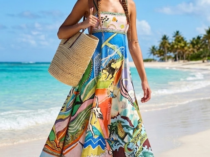SOHO Artisanal Grafik-Maxikleid