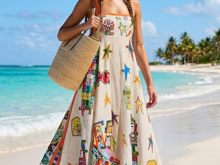 SOHO Artisanal Grafik-Maxikleid