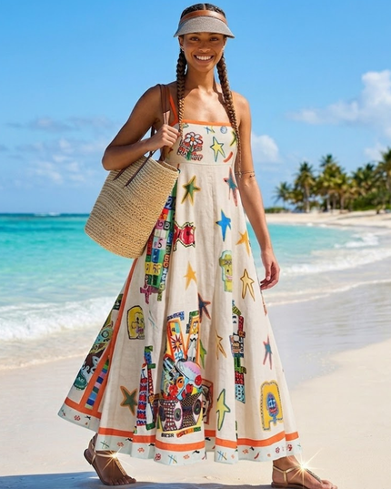 SOHO Artisanal Grafik-Maxikleid