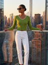 SOHO Pull tricoté vert pistache pour femme Prêt-à-Porter BYMANYC ® New York