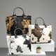 BIG Kuschel Shopper Felltasche mit Kuhmuster und festem Griff in 3 Farben