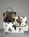 BIG Kuschel Shopper Felltasche mit Kuhmuster und festem Griff in 3 Farben