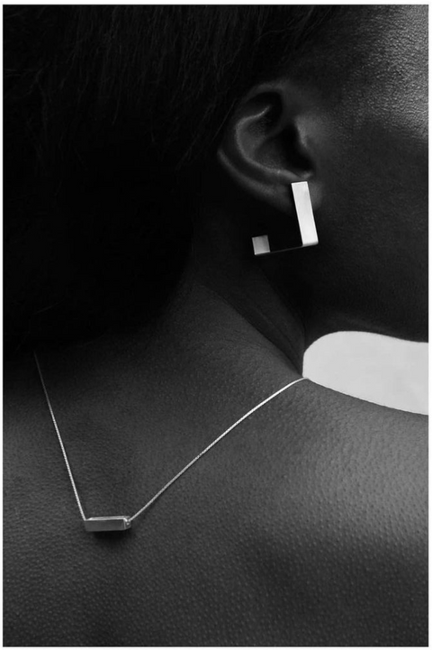 SQUARE SILVER Earrings | 925 Geometric Minimal Design-3