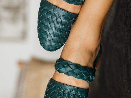 Sea Escape Woven Leather Slide Sandals-6