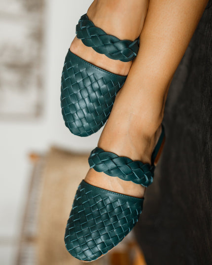 Sea Escape Woven Leather Slide Sandals-6