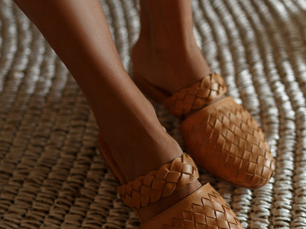 Sea Escape Woven Leather Slide Sandals-8