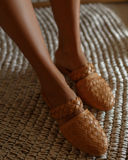 Sea Escape Woven Leather Slide Sandals-8