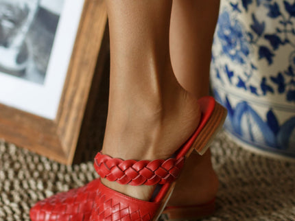 Sea Escape Woven Leather Slide Sandals-4