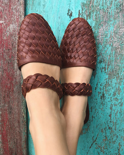 Sea Escape Woven Leather Slide Sandalen – ELF