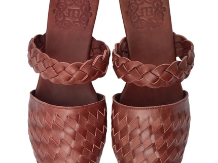 Sea Escape Geflochtene Leder-Slide-Sandalen