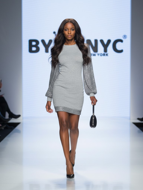 Silver Gray Mini Day Dress CHELSEA: Prêt-à-Porter Line BYMANYC ® New York-0