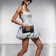 Silbernes Lurex Bubble Hem-Minikleid mit Korsettrücken • BYMANYC ® New Yo...