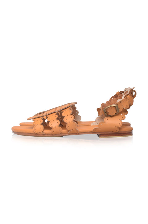 Spell Scalloped Leather Sandals (Sz. 8.5)-4