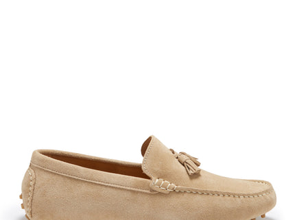 Tasselled Driving Loafers, taupe suede