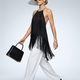 Strap Neck Top New Collection BYMANYC ® New York • Midnight Noir Fringe-0