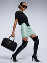 Tweed Mini Rock | Bestickte Rosen & Kristalle | Light Green