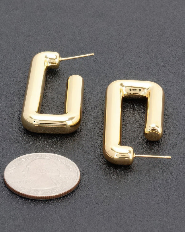 TRIBECA Square Chic Gold Dipped Hoop Earrings: NYFW BYMANYC ® New York.-1
