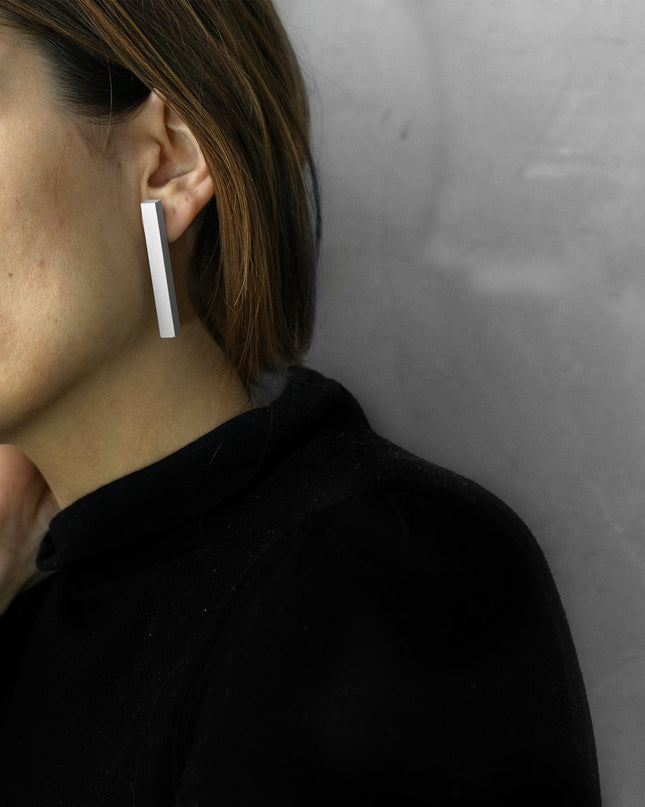 COLUMN EARRINGS | Grey Concrete Minimal Design-0