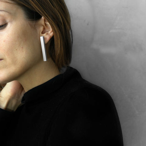 COLUMN EARRINGS | Grey Concrete Minimal Design-0