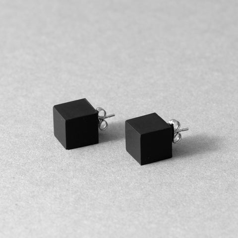 CUBE EARRINGS – Minimalist Geometric Black Earrings