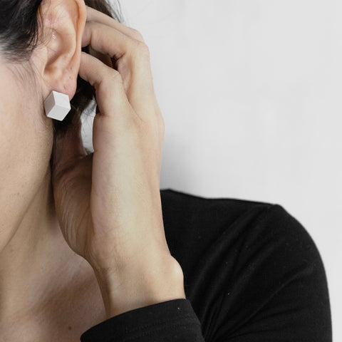 CUBE Earrings | Grey Concrete Minimal Design-1