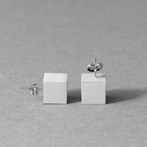 CUBE Earrings | Grey Concrete Minimal Design-2