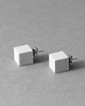 CUBE Earrings – Minimalist Geometric Grey Statement Earrings