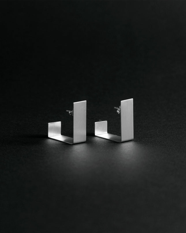 SQUARE SILVER Earrings | 925 Geometric Minimal Design-0