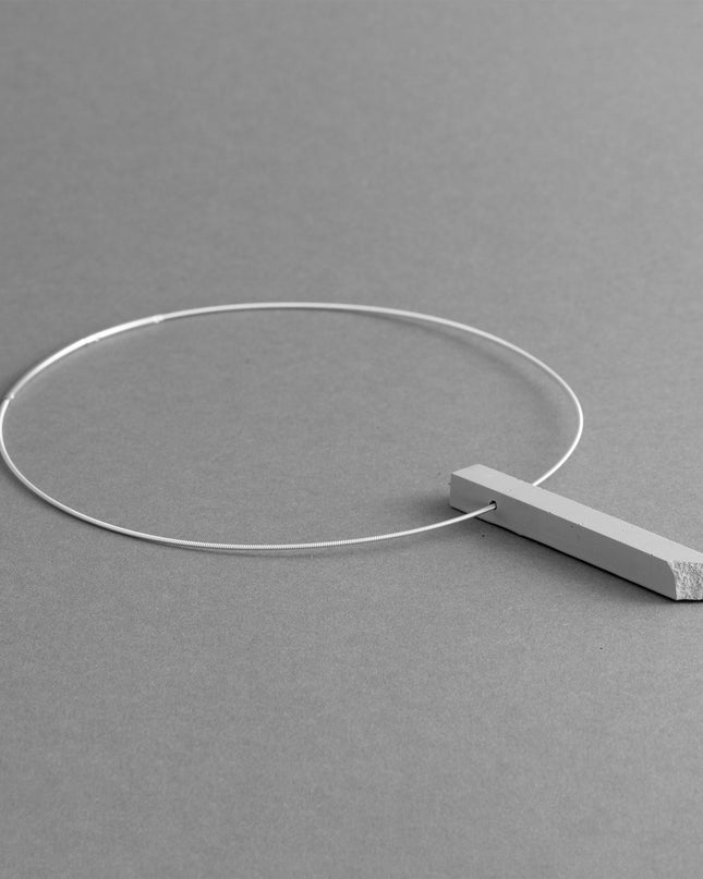 COLUMN Necklace | Grey Concrete Sculptural Pendant-1