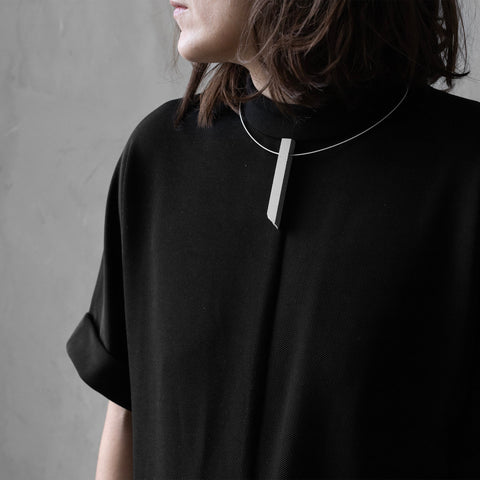 COLUMN Necklace | Grey Concrete Sculptural Pendant-3