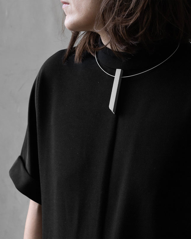 COLUMN NECKLACE & SQUARE EARRINGS | Sculptural Minimalist Jewelry-1
