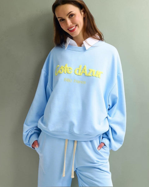 Côte d’Azur Sweatpants & Sweatshirt in Pastellblau